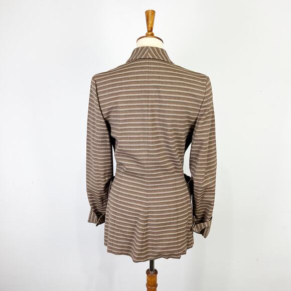 Vintage 50s 60s Brown striped blazer Bobby Jean Chicago long jacket Size XS - Picture 4 of 9